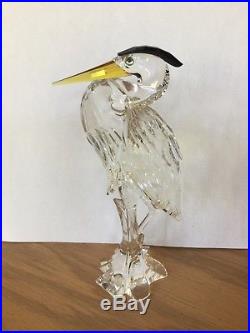 SWAROVSKI CRYSTAL SILVER HERON FIGURINE 6 #221627 Mint condition with boxes