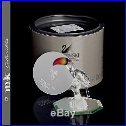 SWAROVSKI CRYSTAL TOUCAN WITH FIRE BEAK PLUS MIRROR MINT IN BOX WITH CERT