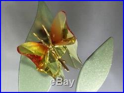 SWAROVSKI Crystal Paradise Butterfly (5) and Flower (3) Set Lot with Leaf Stand