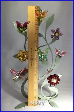 SWAROVSKI Crystal Paradise Butterfly (5) and Flower (3) Set Lot with Leaf Stand