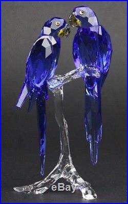 SWAROVSKI SCS 2014 Hyacinth Macaws Colored Austrian Silver Crystal Figurine SWC