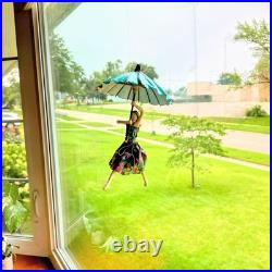 Sarenna Mann Handmade Floral Umbrella Flying Lady Signed Original Paper-Mâché