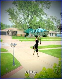 Sarenna Mann Handmade Floral Umbrella Flying Lady Signed Original Paper-Mâché