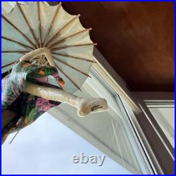 Sarenna Mann Handmade Floral Umbrella Flying Lady Signed Original Paper-Mâché