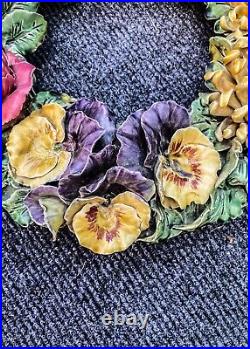 Sarreguemines French Majolica Wreath 1882 Museum Quality