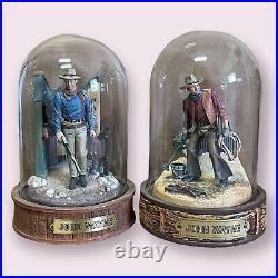 Set Of 10 John Wayne Figures Display Cabinet Franklin Mint Miniatures? / Domes