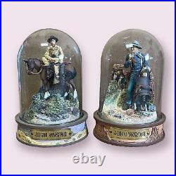 Set Of 10 John Wayne Figures Display Cabinet Franklin Mint Miniatures? / Domes
