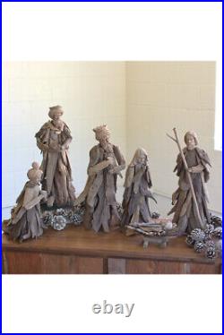 Set Of 6 Driftwood Nativity Set, Brown