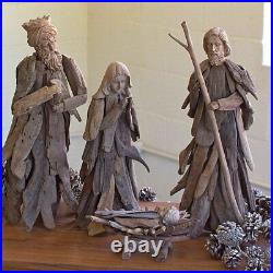 Set Of 6 Driftwood Nativity Set, Brown