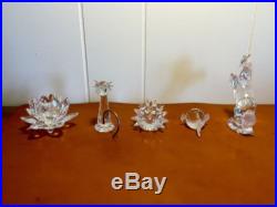 Set Of Five Swarovski Crystal Figurines-Cat, Horse, Porcupine, Lotus, Fish
