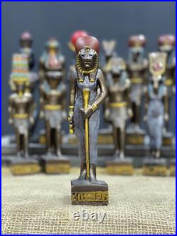 Set of 13 Ancient Egyptian Deities, Anubis, God Seth, Hathor, Sobek, Amun RA
