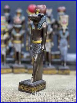 Set of 13 Ancient Egyptian Deities, Anubis, God Seth, Hathor, Sobek, Amun RA