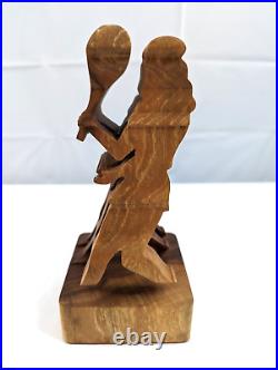 Signed Guillermo Kuhn Sanchez 3d Tennis Match Art Wood Sculpture 46/250 Vintage