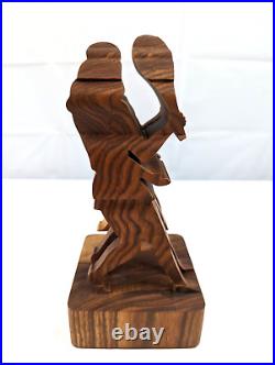 Signed Guillermo Kuhn Sanchez 3d Tennis Match Art Wood Sculpture 46/250 Vintage