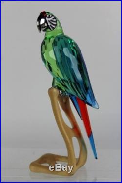 Signed Large Swarovski Austria Green Macaw Parrot Crome Crystal Figurine NR MDC