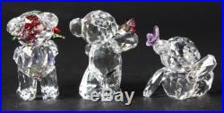 Signed Lot Of 3 Swarovski Austria Teddy Bears Faceted Crystal Figurines NR TTO