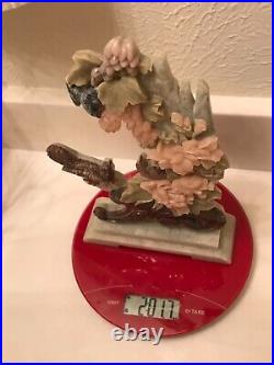 Signed SOPEL 180 83 Large 954g Figurine Statue Jade and Soapstone Birds Crapes