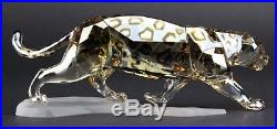 Signed SWAROVSKI Jaguar Big Cat Colored Austrian Silver Crystal Figurine SWC NR