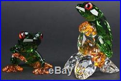 Signed SWAROVSKI Pair Frogs Green Colored Austrian Silver Crystal Figurine SWR Signed SWAROVSKI Pair Frogs Green Colored Austrian Silver Crystal Figurine SWR