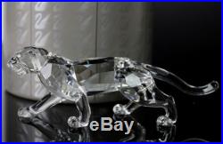Signed Swarovski Austria African Leopard 217093 Silver Crystal Figurine NR MBH