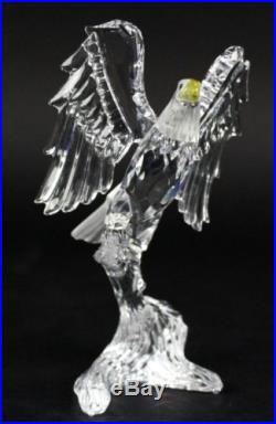 Signed Swarovski Austria American Bald Eagle Silver Crystal Figurine Retired JWD
