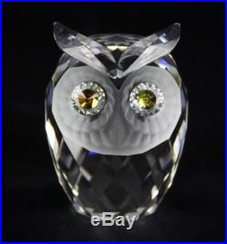 Signed Swarovski Austria Large Owl Bird 2.5 #7636 Silver Crystal Figurine LGP