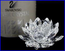 Signed Swarovski Austria Lily Lotus Flower Candle Holder Crystal Figurine NR LGP