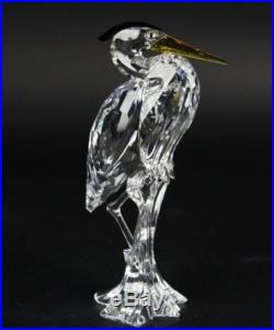 Signed Swarovski Austria Silver Heron Bird 7670 Crystal Figurine with Box NR JWD