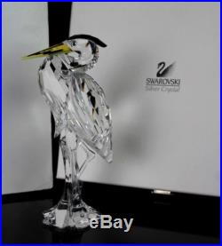 Signed Swarovski Austria Silver Heron Bird 7670 Crystal Figurine with Box NR MBH