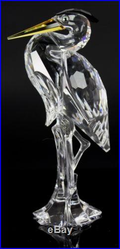 Signed Swarovski Austria Silver Heron Bird 7670 Crystal Figurine with Box NR MBH