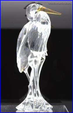 Signed Swarovski Austria Silver Heron Bird 7670 Crystal Figurine with Box NR RDB