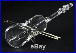 Signed Swarovski Austria Violin Instrument Bow Stand Silver Crystal Figurine LGP