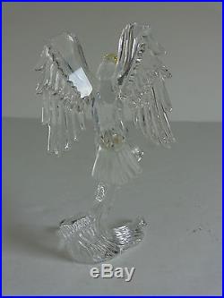 Signed Swarovski Crystal Glass THE BALD EAGLE Figurine Frosted Amber Beak 4.75