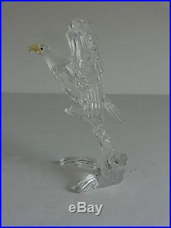 Signed Swarovski Crystal Glass THE BALD EAGLE Figurine Frosted Amber Beak 4.75