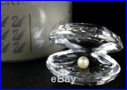 Signed Swarovski Crystal Oyster Clam Shell w Pearl # 7624 Glass Figurine NR JWD