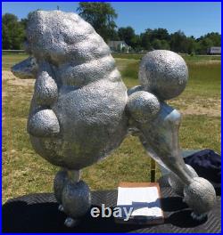 Silver Leaf Poodle Dog Statue