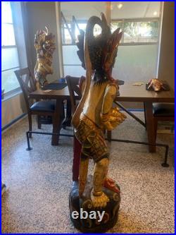 Six foot Wooden Statues Hand Carved And Painted
