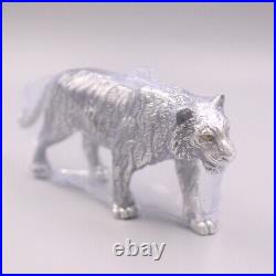 Solid 999 Fine Silver Powerful Tiger Statue 5.12inch Length