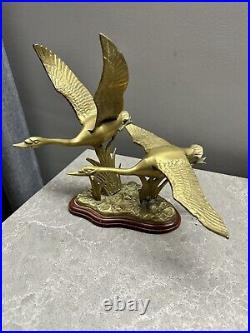 Solid Brass Pair Of Flying Goose Birds Desk Hunter's Decor Solid Brass Pair Of Flying Goose Birds Desk Hunter's Decor