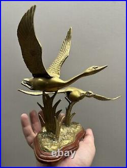Solid Brass Pair Of Flying Goose Birds Desk Hunter's Decor Solid Brass Pair Of Flying Goose Birds Desk Hunter's Decor