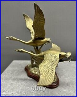 Solid Brass Pair Of Flying Goose Birds Desk Hunter's Decor Solid Brass Pair Of Flying Goose Birds Desk Hunter's Decor