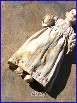 Spanish Colonial Hand 10T Carved Wood Santo Figure Original Garments No Arms
