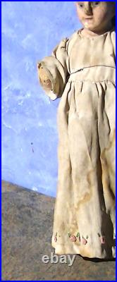 Spanish Colonial Hand 10T Carved Wood Santo Figure Original Garments No Arms