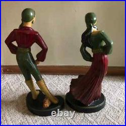 Spanish Gypsy Dancer Figurines Statues Repurposed Lamps Vtg Mid Century Pair 22