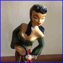 Spanish Gypsy Dancer Figurines Statues Repurposed Lamps Vtg Mid Century Pair 22