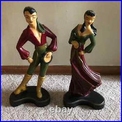 Spanish Gypsy Dancer Figurines Statues Repurposed Lamps Vtg Mid Century Pair 22