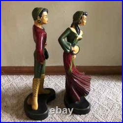 Spanish Gypsy Dancer Figurines Statues Repurposed Lamps Vtg Mid Century Pair 22