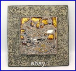 Studio Del Campo 1964 Enameled Bronze 3d Wall Plaque Raised Tile Turin Italy MCM