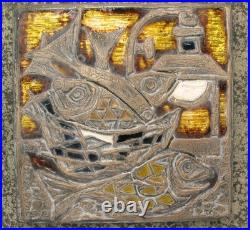 Studio Del Campo 1964 Enameled Bronze 3d Wall Plaque Raised Tile Turin Italy MCM