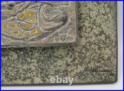 Studio Del Campo 1964 Enameled Bronze 3d Wall Plaque Raised Tile Turin Italy MCM